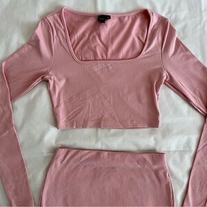 Matching Skirt Set Baby Pink with Slit